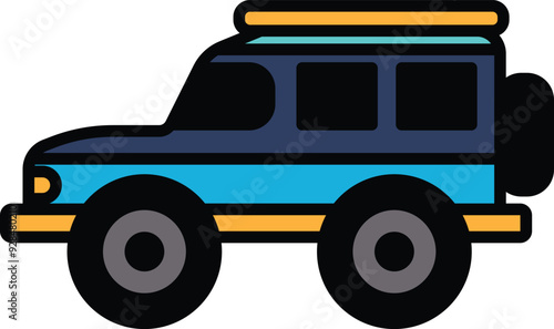 A black and white drawing of a 4 wheel drive vehicle