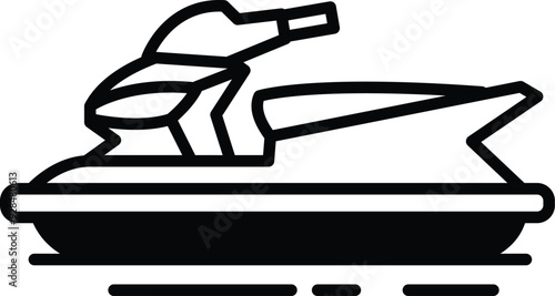 A black and white drawing of a jet ski