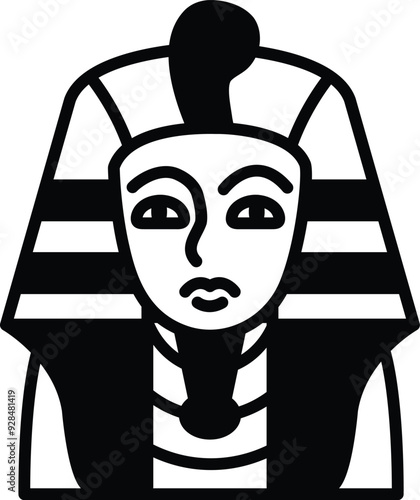 Ancient Egyptian Pharaoh statue in line style
