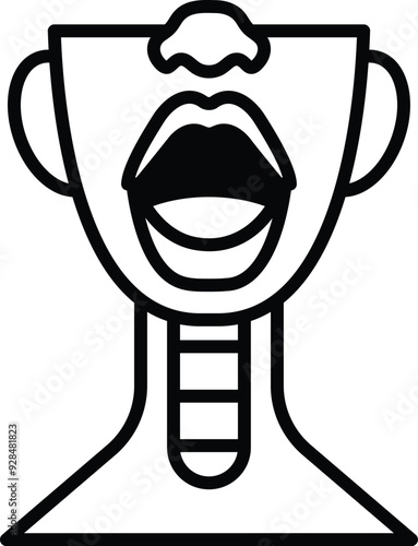 Throat organs in line drawing style