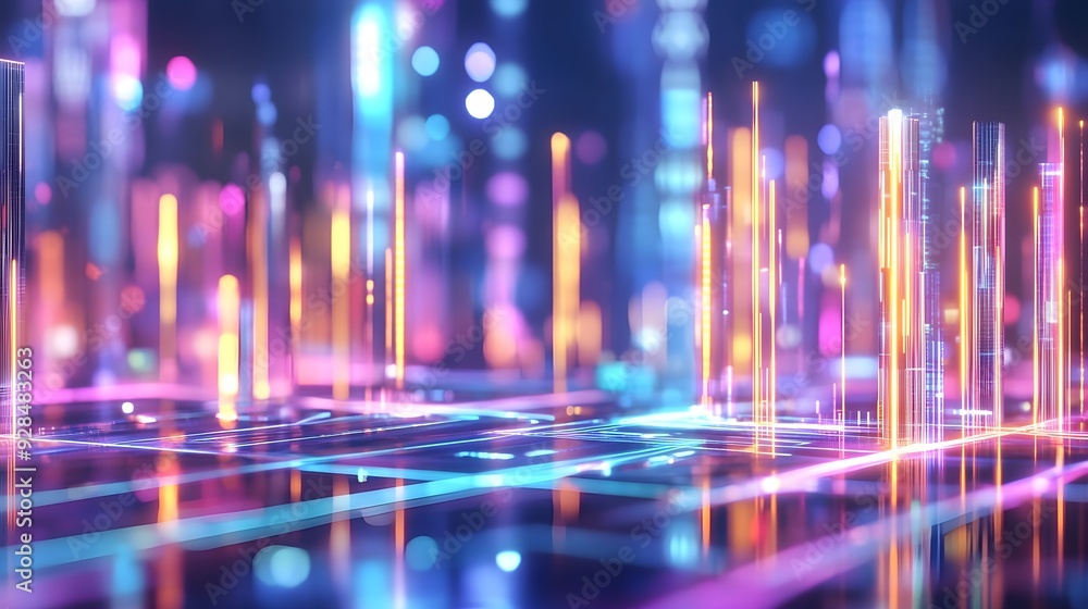 Abstract Neon Cityscape with Colorful Lights Abstract Neon Cityscape with Colorful Lights