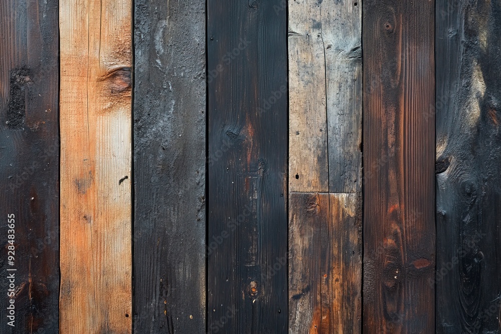 Processed collage of old rustic dark brown wood planks texture. Background for banner, Generative ai Processed collage of old rustic dark brown wood planks texture. Background for banner, Generative ai