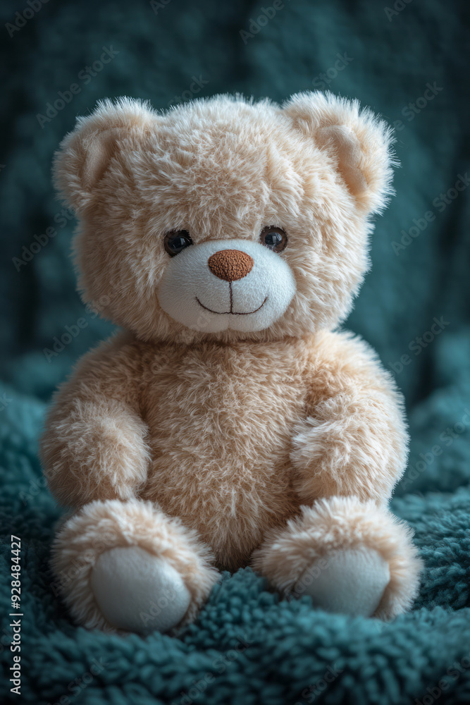 A teddy bear, isolated on a pastel mint background, representing comfort and companionship for a child, A teddy bear, isolated on a pastel mint background, representing comfort and companionship for a child,