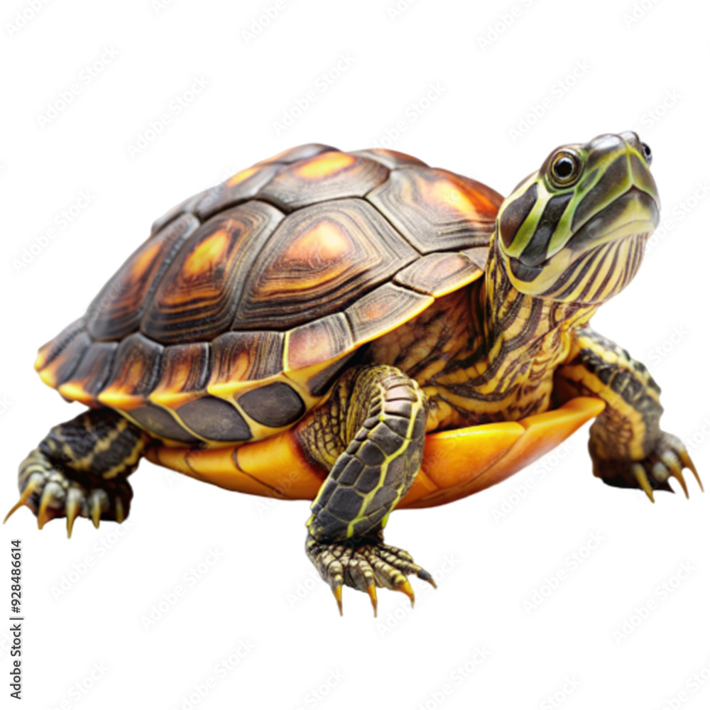 Fototapeta premium A turtle looking at the camera on transparent background