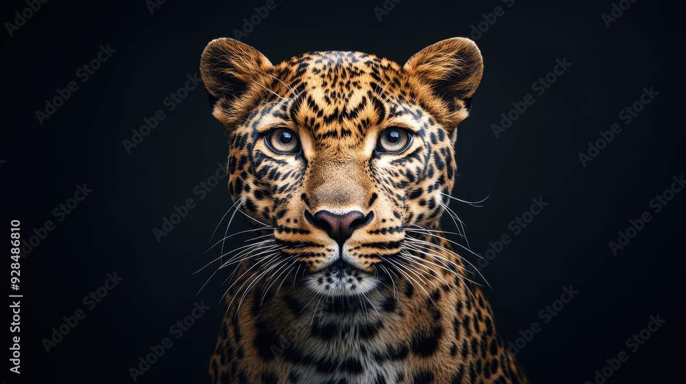 Fototapeta premium Close-up Portrait of a Leopard with Intriguing Eyes.