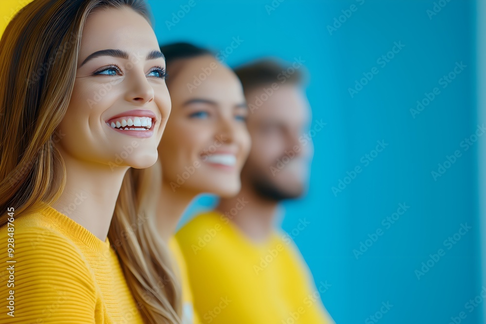 Group of Smiling Young Adults in Yellow Clothing Group of Smiling Young Adults in Yellow Clothing