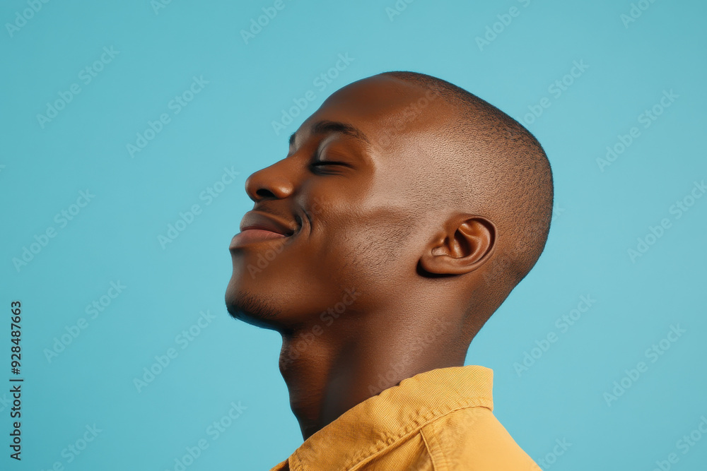 A close up of a man's face with his eyes closed A close up of a man's face with his eyes closed