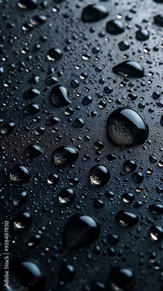 water droplets on all black matte background water droplets on all black matte background