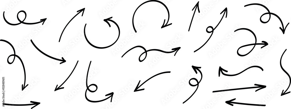 Handwritten set of arrows in vector. Vector illustration Handwritten set of arrows in vector. Vector illustration