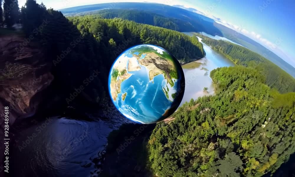 Earth, a blue sphere in the vastness of space, illuminated by the sun, a global map of continents and oceans Earth, a blue sphere in the vastness of space, illuminated by the sun, a global map of continents and oceans