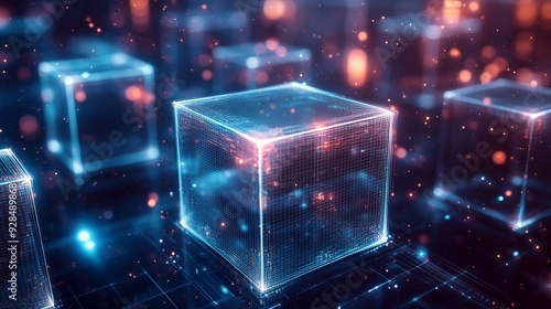 Digital Network Cubes in a Vibrant Abstract Composition