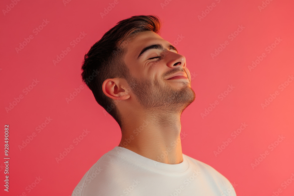 A close up of a man's face with his eyes closed A close up of a man's face with his eyes closed