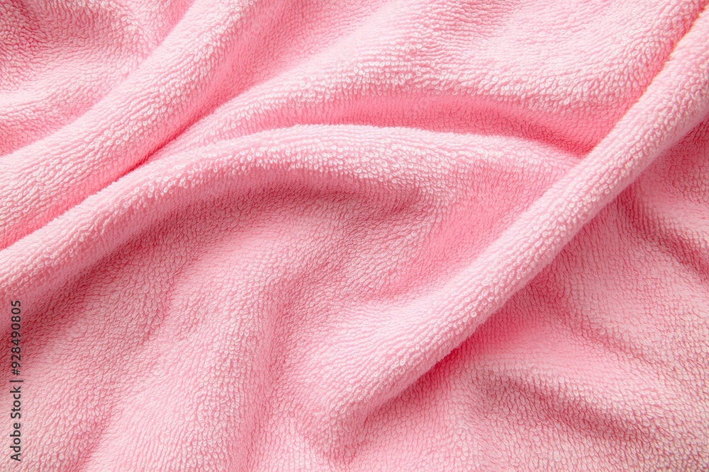 Pink towel texture in a closeup shot highlighting the soft and plush fabric Pink towel texture in a closeup shot highlighting the soft and plush fabric