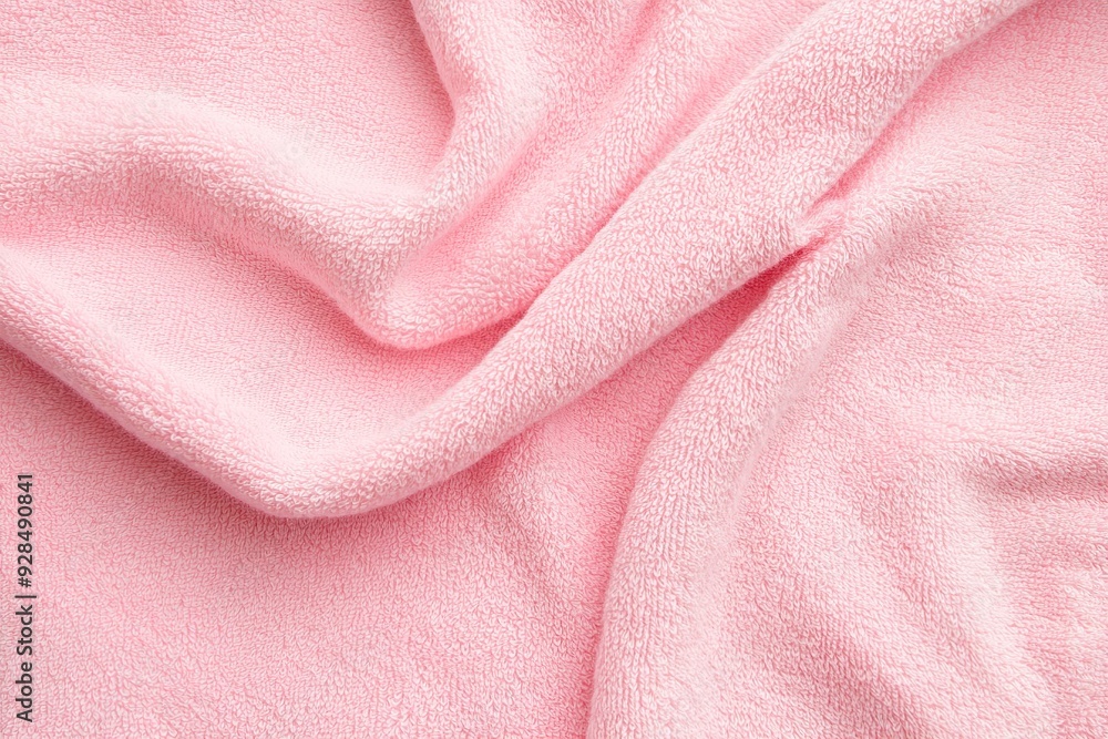 Pink towel texture in a closeup shot highlighting the soft and plush fabric Pink towel texture in a closeup shot highlighting the soft and plush fabric