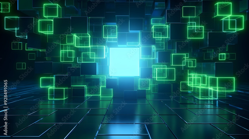 3d rendering of mind green and blue abstract geometric background. Scene for advertising, technology, showcase, banner, game, sport, cosmetic, business, metaverse. Sci-Fi Illustration. Product display 3d rendering of mind green and blue abstract geometric background. Scene for advertising, technology, showcase, banner, game, sport, cosmetic, business, metaverse. Sci-Fi Illustration. Product display