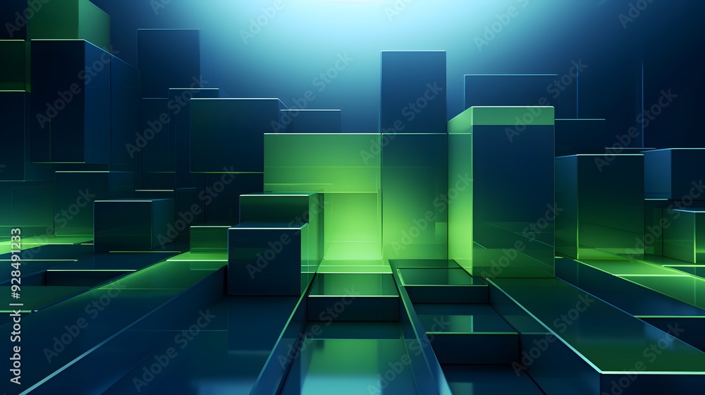 3d rendering of mind green and blue abstract geometric background. Scene for advertising, technology, showcase, banner, game, sport, cosmetic, business, metaverse. Sci-Fi Illustration. Product display 3d rendering of mind green and blue abstract geometric background. Scene for advertising, technology, showcase, banner, game, sport, cosmetic, business, metaverse. Sci-Fi Illustration. Product display