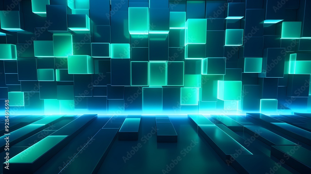 3d rendering of mind green and blue abstract geometric background. Scene for advertising, technology, showcase, banner, game, sport, cosmetic, business, metaverse. Sci-Fi Illustration. Product display 3d rendering of mind green and blue abstract geometric background. Scene for advertising, technology, showcase, banner, game, sport, cosmetic, business, metaverse. Sci-Fi Illustration. Product display