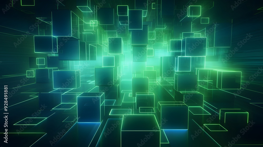 3d rendering of mind green and blue abstract geometric background. Scene for advertising, technology, showcase, banner, game, sport, cosmetic, business, metaverse. Sci-Fi Illustration. Product display 3d rendering of mind green and blue abstract geometric background. Scene for advertising, technology, showcase, banner, game, sport, cosmetic, business, metaverse. Sci-Fi Illustration. Product display
