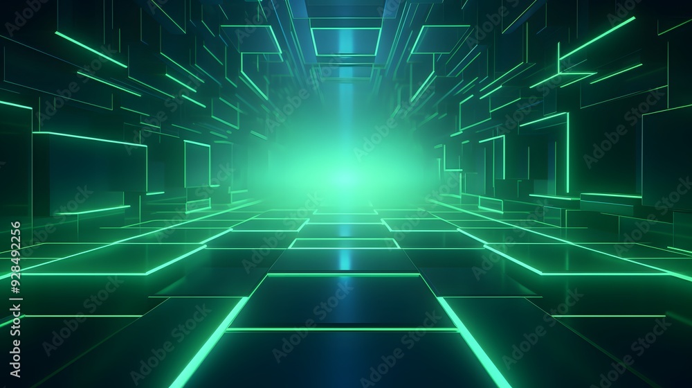 © plaksa - 3d rendering of mind green and blue abstract geometric background. Scene for advertising, technology, showcase, banner, game, sport, cosmetic, business, metaverse. Sci-Fi Illustration. Product display © plaksa - 3d rendering of mind green and blue abstract geometric background. Scene for advertising, technology, showcase, banner, game, sport, cosmetic, business, metaverse. Sci-Fi Illustration. Product display