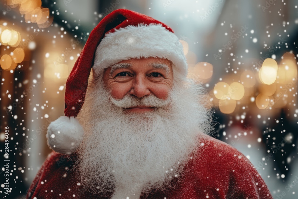 Santa Claus with warm bokeh lights in the background. Perfect for creating a cozy holiday atmosphere. Santa Claus with warm bokeh lights in the background. Perfect for creating a cozy holiday atmosphere.