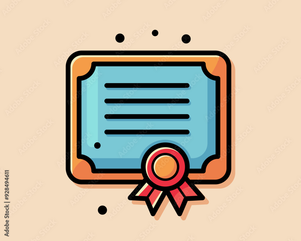 Quality certificate icon. Graduation degree diploma of university, college, school, other education training or course. Achievement or award document badge. Quality certificate icon. Graduation degree diploma of university, college, school, other education training or course. Achievement or award document badge.