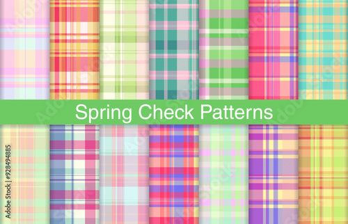 Spring plaid bundles, textile design, checkered fabric pattern for shirt, dress, suit, wrapping paper print, invitation and gift card.