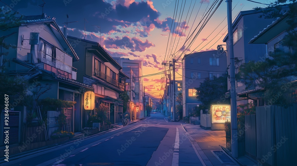 beautifull japan country side in the evening beautifull japan country side in the evening