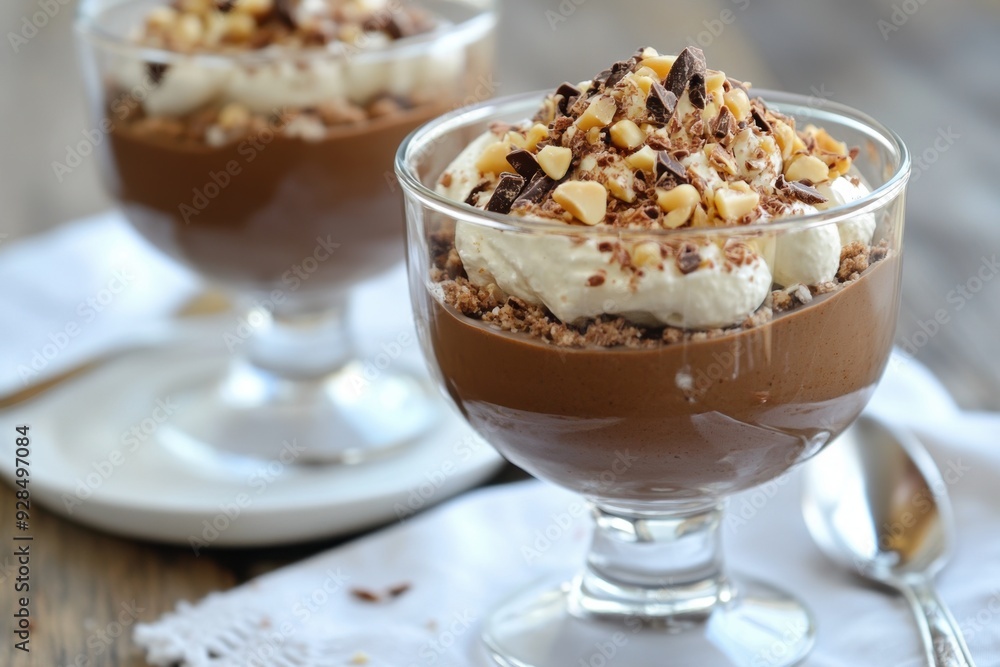 delectable chocolate mousse with whipped cream nuts delectable chocolate mousse with whipped cream nuts