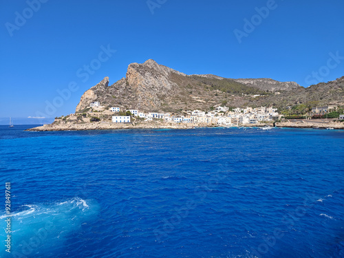 Isola di Levanzo, nelle Egadi, vista dalla barca photo