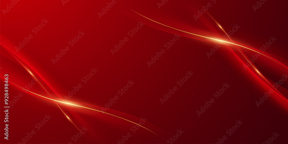 Fototapeta premium Abstract background design modern red and gold geometric elements vector illustration