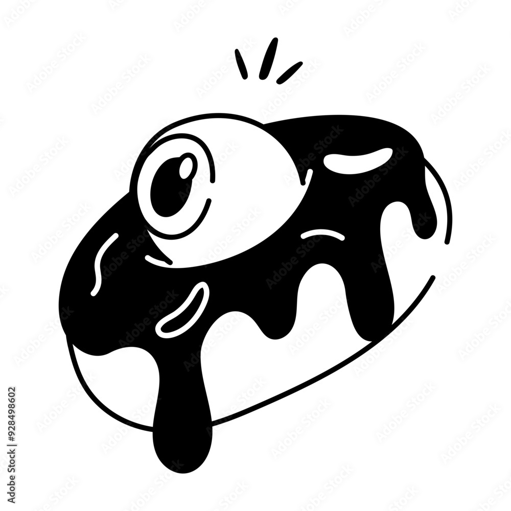 A drawing style icon of scary donut A drawing style icon of scary donut