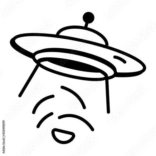 Ufo icon in sketchy style 