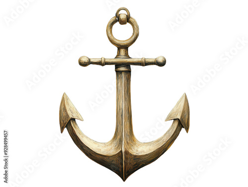 A vintage anchor symbolizing hope and stability, perfect for nautical-themed projects or maritime designs.