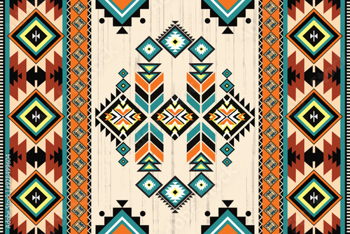 Navajo tribal vector seamless pattern. Native American ornament. Ethnic South Western decor style. Boho geometric ornament. blanket, rug. Woven carpet