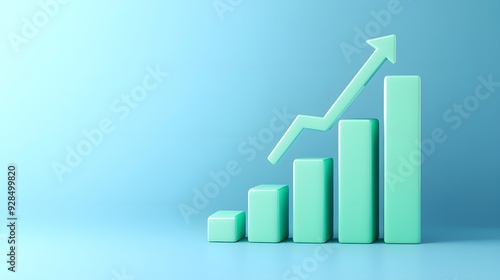 Free Download 3D bar chart showing growth with an upward arrow, representing business success and positive trend in a minimalist style. - GFXLoad