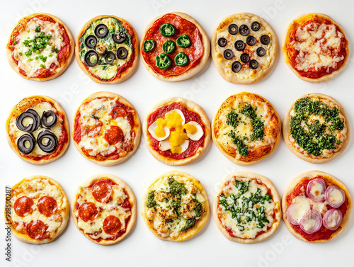 Variety of Pizzas with Different Toppings.