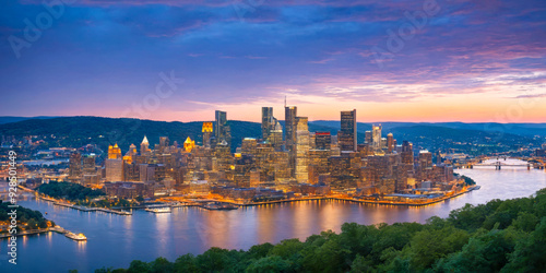 Pittsburgh Skyline at Sunset.