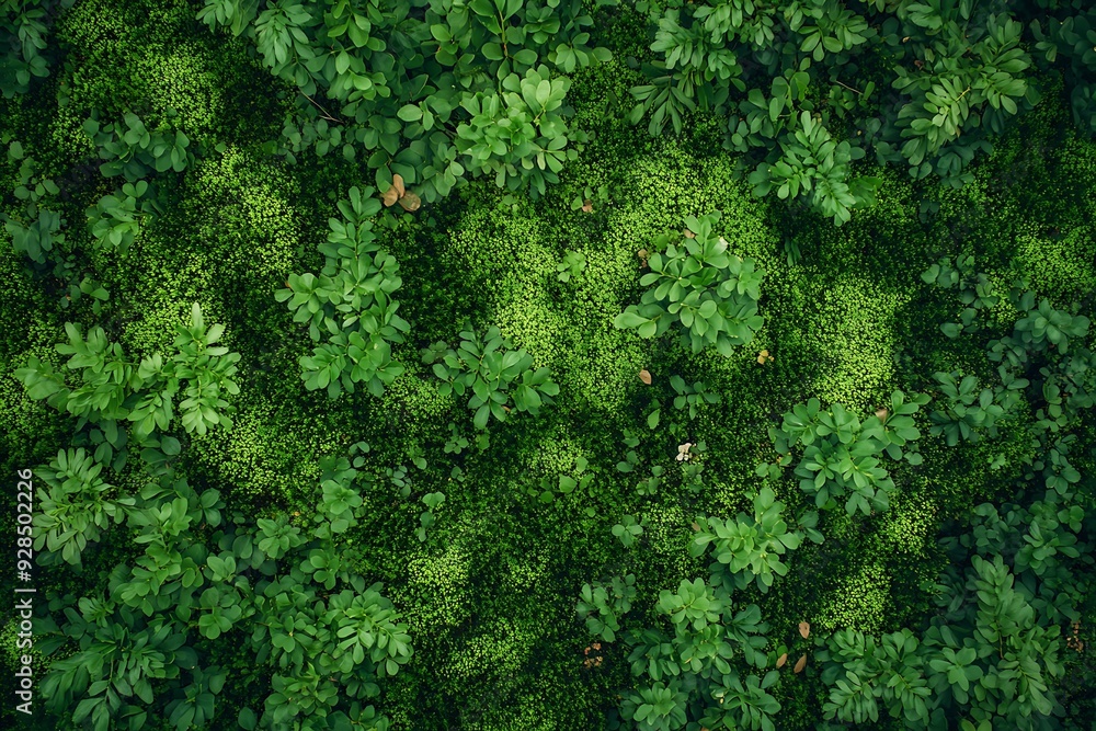 Fototapeta premium top view green moss forest