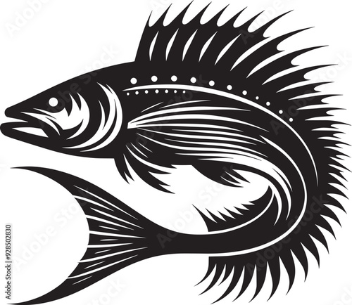 Big Fish Silhouette isolated on white background Minimalist fish vector shape