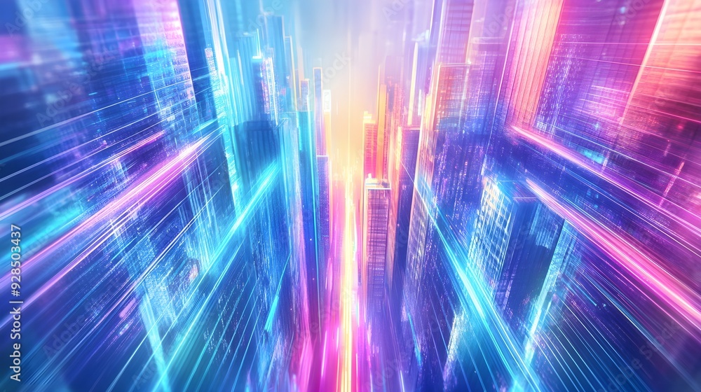 Futuristic Cityscape with Neon Lights, Abstract Background Futuristic Cityscape with Neon Lights, Abstract Background