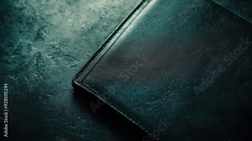 Close-up of Black Leather Texture with a Teal Undercast. photo