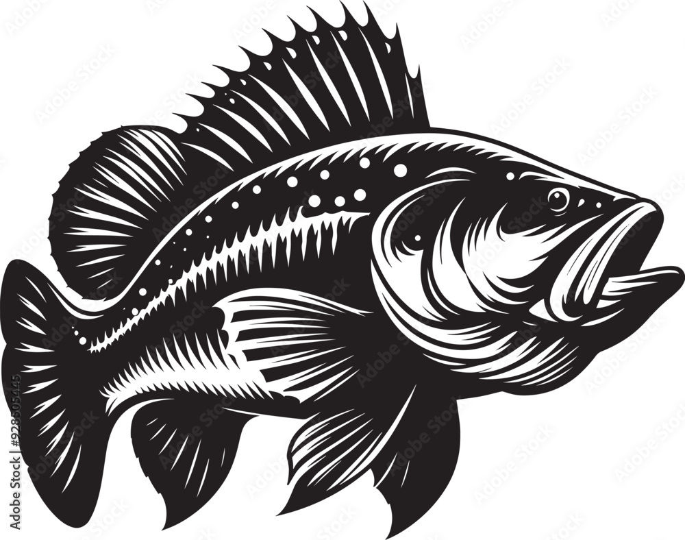Big Fish Silhouette isolated on white background Minimalist fish vector shape Big Fish Silhouette isolated on white background Minimalist fish vector shape