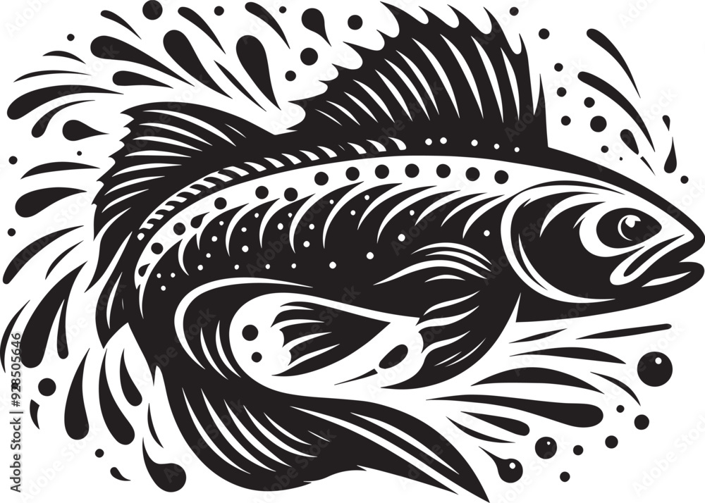 Big Fish Silhouette isolated on white background Minimalist fish vector shape Big Fish Silhouette isolated on white background Minimalist fish vector shape