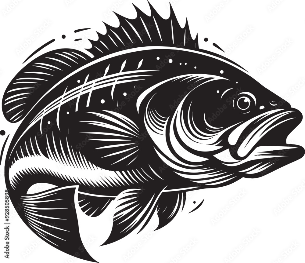 Big Fish Silhouette isolated on white background Minimalist fish vector shape Big Fish Silhouette isolated on white background Minimalist fish vector shape