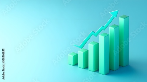 Free Download 3D graph with upward arrow showing growth or progress on a turquoise background, ideal for business or finance concepts. - GFXLoad