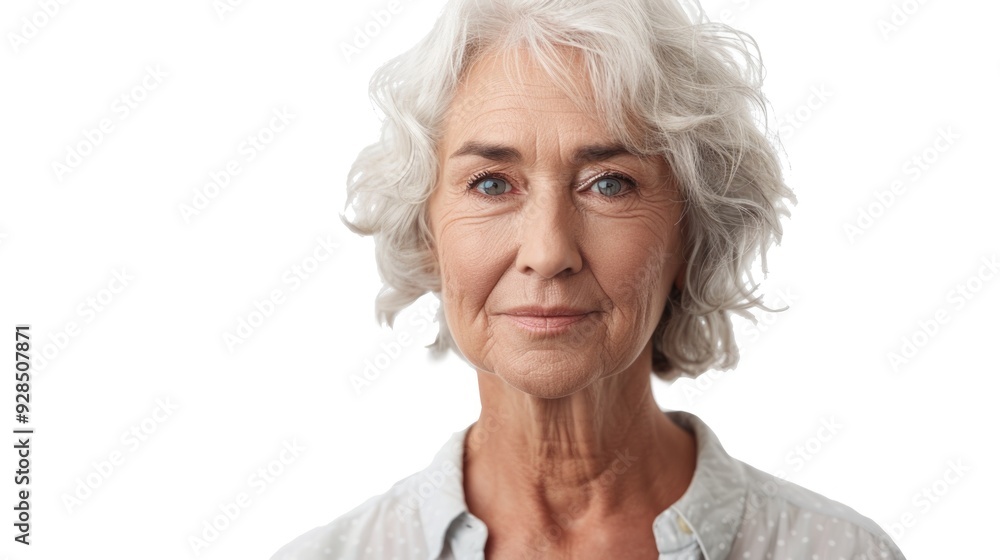 A portrait of an older woman with white hair and blue eyes, suitable for use in historical or fantasy settings A portrait of an older woman with white hair and blue eyes, suitable for use in historical or fantasy settings