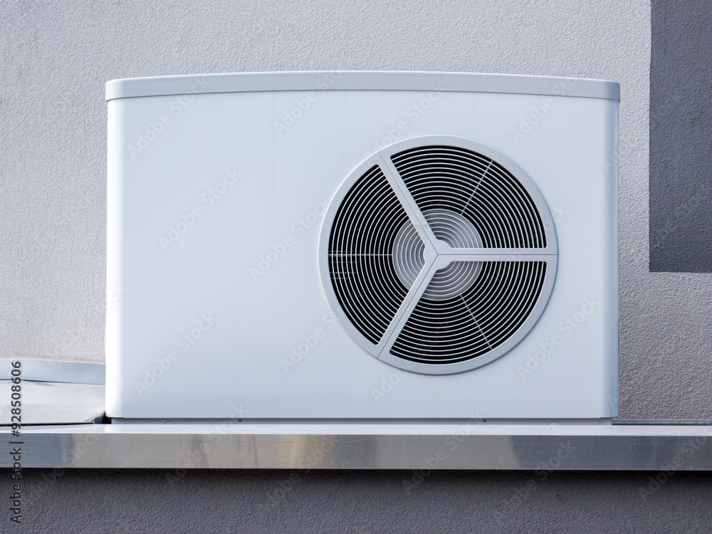 heat pump outside on a modern building