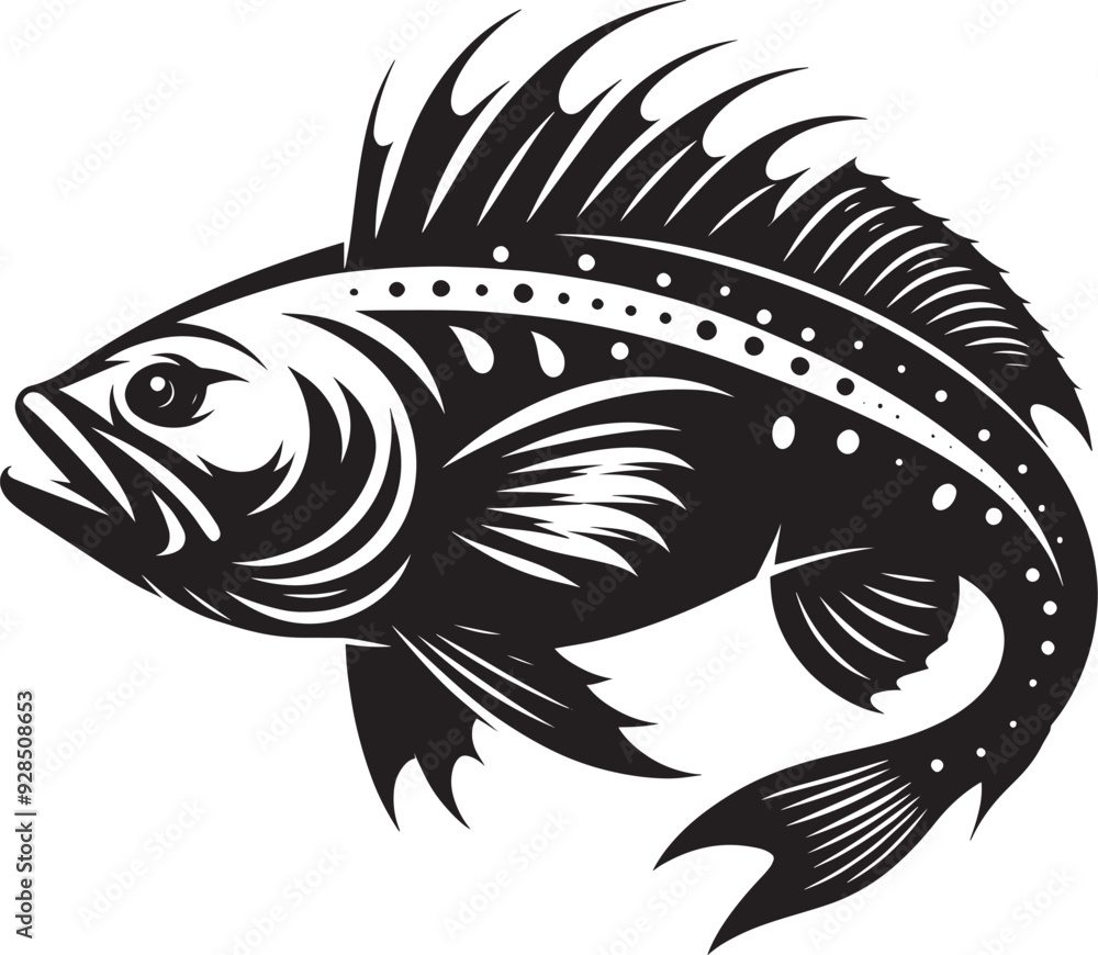 Big Fish Silhouette isolated on white background Minimalist fish vector shape Big Fish Silhouette isolated on white background Minimalist fish vector shape