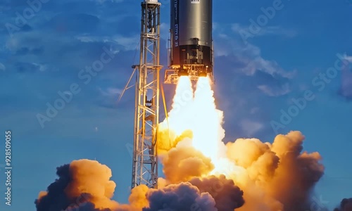 Igniting the Heavens: A Falcon 9 rocket embarks on a fiery ascent, leaving a trail of smoke and awe in its wake. 