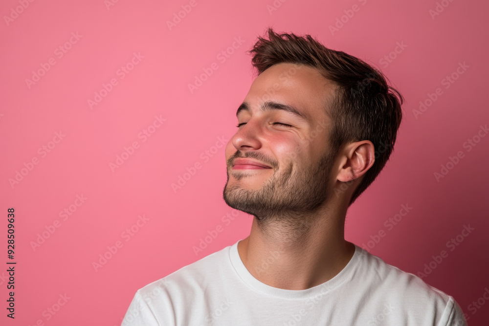 A close up of a man's face with his eyes closed A close up of a man's face with his eyes closed
